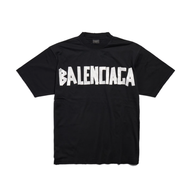 Balenciaga 발렌시아가 뉴 테이프 타입 미디엄 핏 티셔츠 블랙
